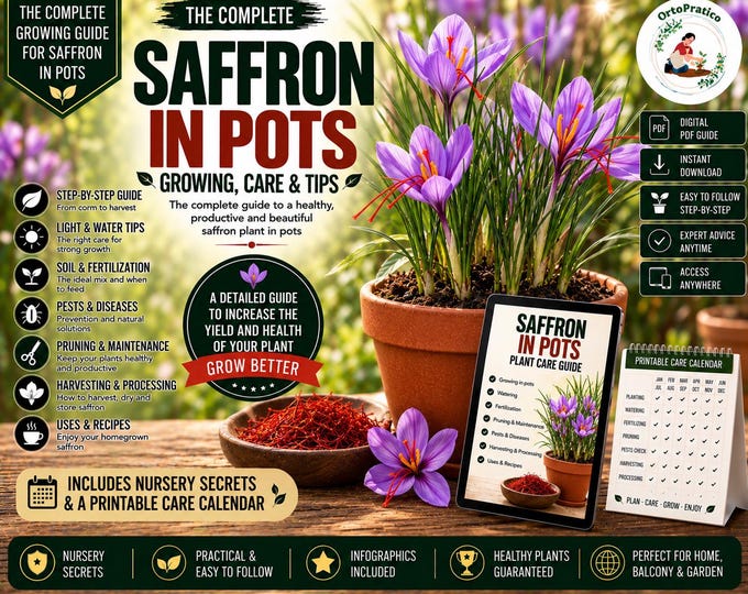 How to Grow Saffron at Home | Saffron in Pots Growing Guide | Saffron Crocus Care | From Corm to Harvest | Container Gardening | Digital PDF