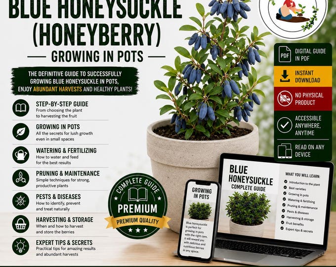 Haskap Growing Guide PDF, How to Grow Honeyberry in Pots, Lonicera Caerulea Care, Pruning, Pollination and Harvesting Guide