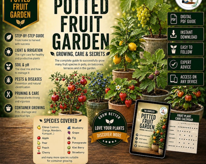 Container Fruit Trees Growing Guide PDF | Fruit Trees in Pots, Citrus, Apple, Peach, Cherry, Fig, Berries & Small Space Garden