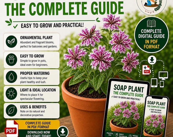 Soapwort Plant Guide PDF  Easy Balcony Growing | Saponaria Care in Pots | Seed to Bloom Guide | Digital Download