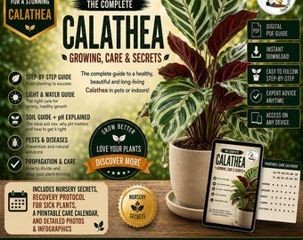 Calathea Care Guide PDF | Brown & Curling Leaves, Watering, Humidity, Repotting , Dying Plant Rescue | Houseplant Guide
