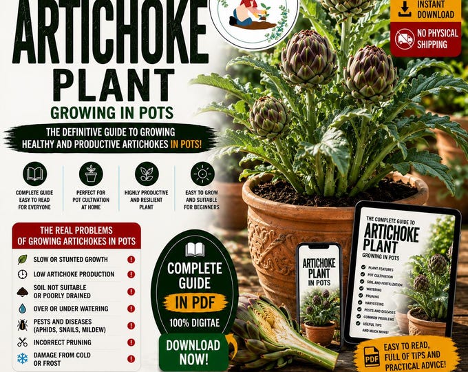 Artichoke Growing Guide PDF | How to Grow Artichokes in Pots | Cynara scolymus Care | Container Vegetable Garden Guide