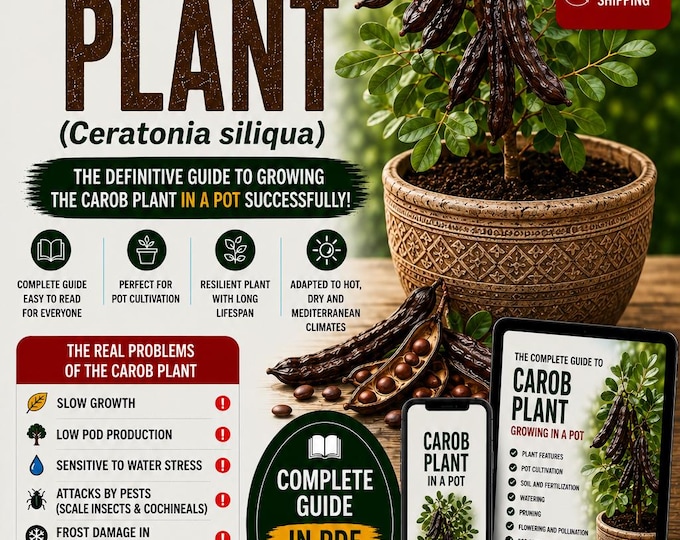 Carob Tree Growing Guide PDF | How to Grow Ceratonia siliqua in Pots | Carob Plant Care | Container Fruit Tree Guide