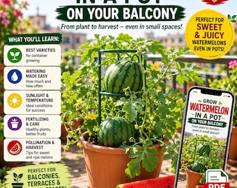 Watermelon Growing Guide PDF | How to Grow Watermelon in Pots | Complete Digital Guide for Sowing, Care, Harvesting and Fruiting