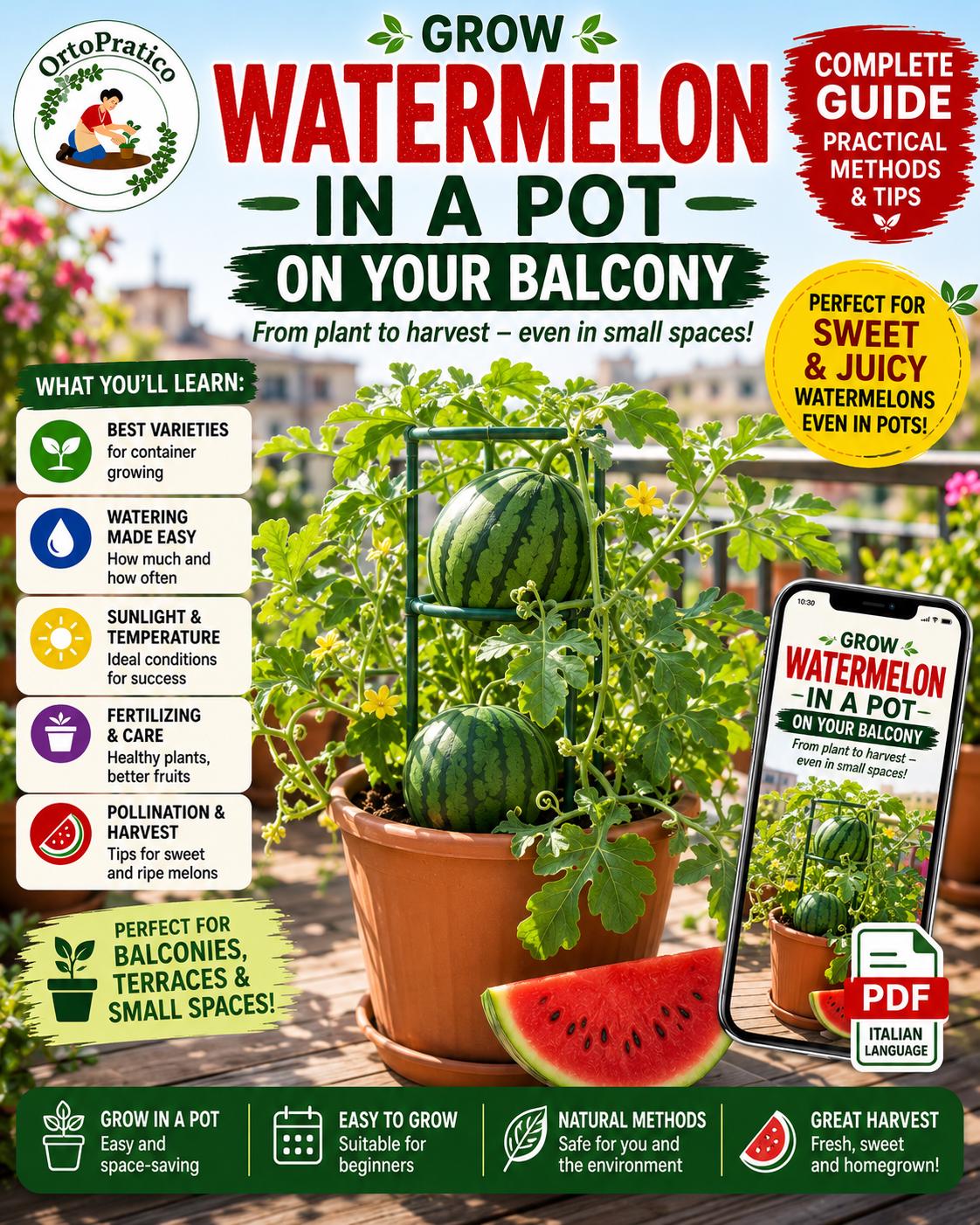 Watermelon Growing Guide PDF | How to Grow Watermelon in Pots | Complete  Digital Guide for Sowing, Care, Harvesting and Fruiting