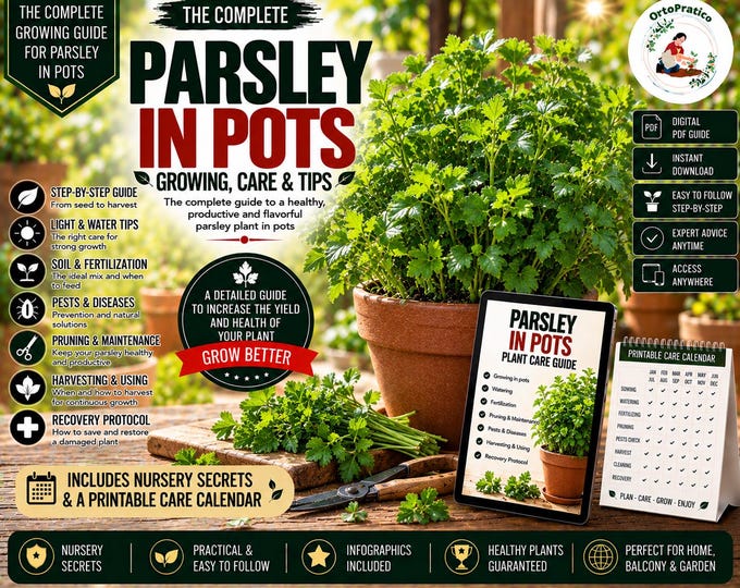 How to Grow Parsley in Pots | Parsley Growing Guide | Grow Fresh Parsley at Home | Container Gardening | From Seed to Harvest | Digital PDF