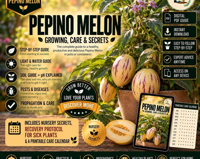 Pepino Melon Growing Guide PDF | How to Grow Solanum Muricatum in Pots | Complete Care, Harvest & Container Gardening