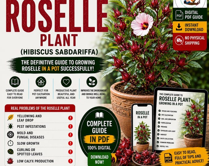 Roselle Growing Guide PDF | How to Grow Roselle in Pots | Hibiscus sabdariffa Care | Hibiscus Tea Plant Guide