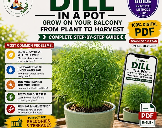 Dill Growing Guide PDF | How to Grow Dill in Pots and Garden | Complete Digital Guide for Sowing, Care and Harvesting