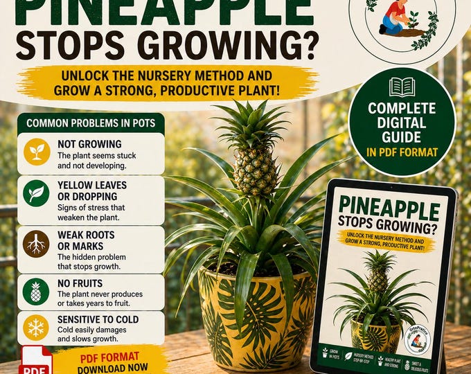 Premium Pineapple Growing Guide teaches you step-by-step how to successfully grow a pineapple plant in a pot on your balcony