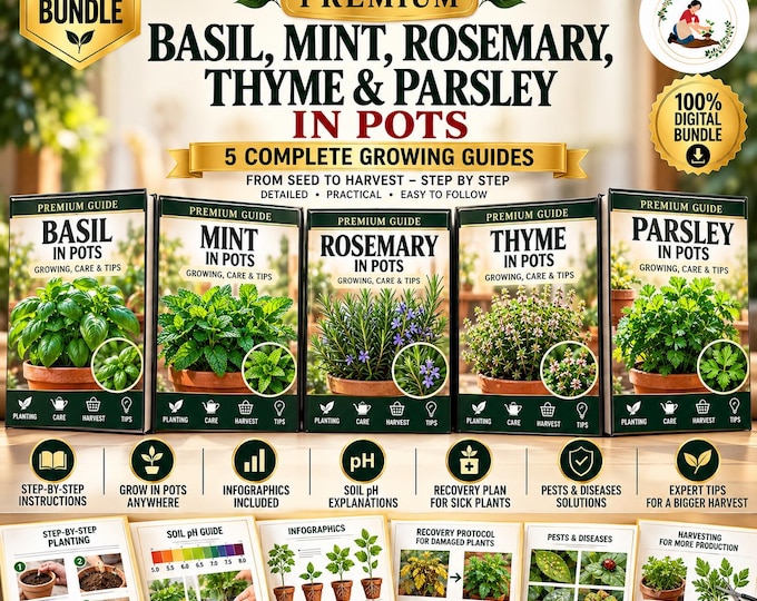 Struggling to Grow Herbs? Grow Basil, Mint, Rosemary, Thyme & Parsley in Pots | 5 Complete Guides for Beginners