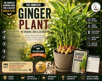 Ginger Growing Guide PDF | How to Grow Ginger in Containers | Ginger Plant Care, Rhizome to Harvest, Printable Calendar