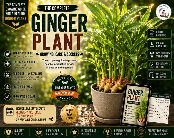 Ginger Growing Guide PDF | How to Grow Ginger in Containers | Ginger Plant Care, Rhizome to Harvest, Printable Calendar