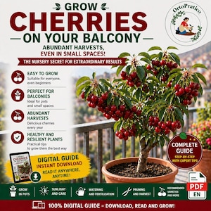 Cultivo de cerezos | Guía en PDF para hortalizas y jardines | Siembra, cuidado y cosecha (italiano/inglés)