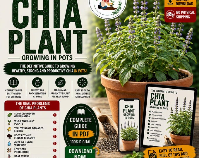Chia Growing Guide PDF | How to Grow Chia Seeds in Pots | Salvia hispanica Care | Container Gardening Guide