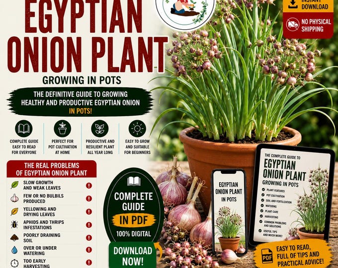 Egyptian Walking Onion Growing Guide PDF | How to Grow Walking Onions in Pots | Allium proliferum Care | Perennial Onion Guide