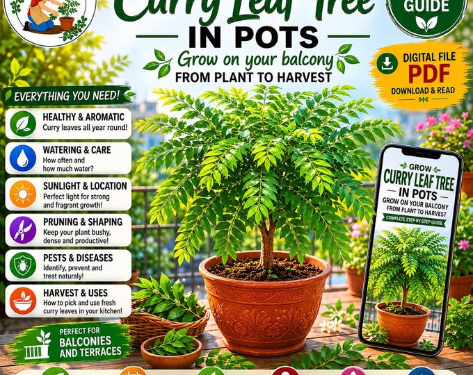 Curry Leaf Tree Growing Guide PDF | How to Grow Murraya Koenigii in Pots | Complete Care, Harvest & Container Gardening