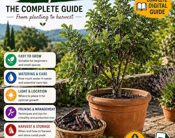 Carob Tree Growing Guide PDF | How to Grow Ceratonia Siliqua in Pots | Complete Care, Pruning & Carob Harvest