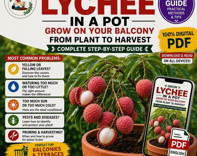 Lychee Growing Guide PDF | How to Grow Lychee in Pots | Digital Guide for Care, Pruning, Watering and Fruiting