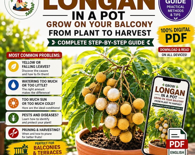 Longan Growing Guide PDF | How to Grow Longan in Pots | Complete Digital Guide for Care, Watering, Pruning and Fruiting