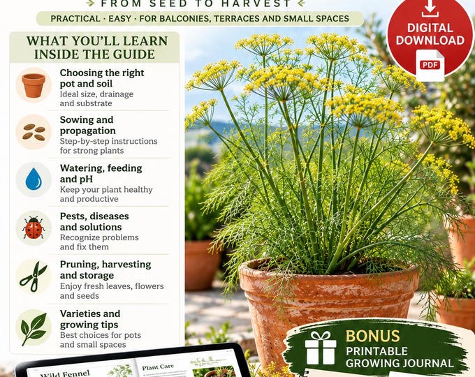 Wild Fennel Growing Guide PDF | Foeniculum vulgare | Growing in Pots, Seed Starting, Harvesting & Plant Care