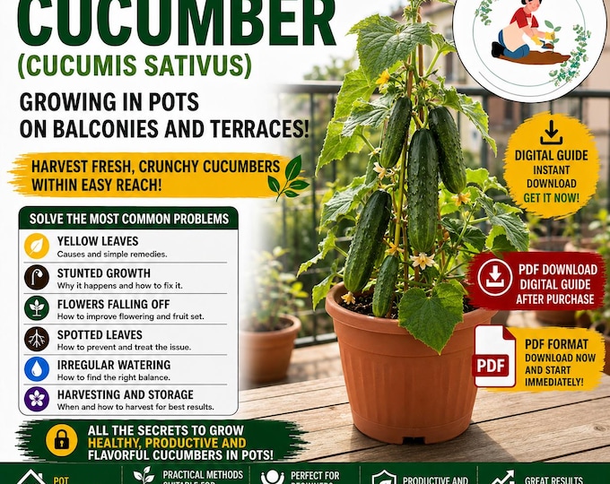 Cucumber in Pots Guide PDF – Grow Cucumbers on a Balcony with Abundant Harvests