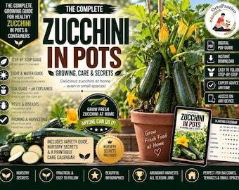 How to Grow Zucchini in Pots | Zucchini Growing Guide | Container Gardening | From Seed to Harvest | Digital PDF