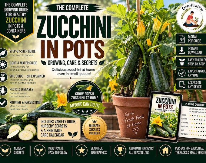 How to Grow Zucchini in Pots | Zucchini Growing Guide | Container Gardening | From Seed to Harvest | Digital PDF