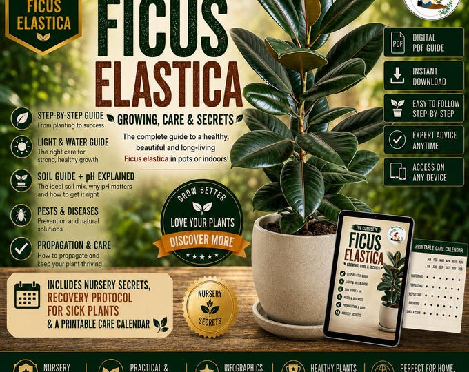 Ficus Elastica Care Guide PDF | Rubber Plant Care & Rescue Guide | Repotting, Watering, Propagation, Nursery Secrets , Plant Calendar