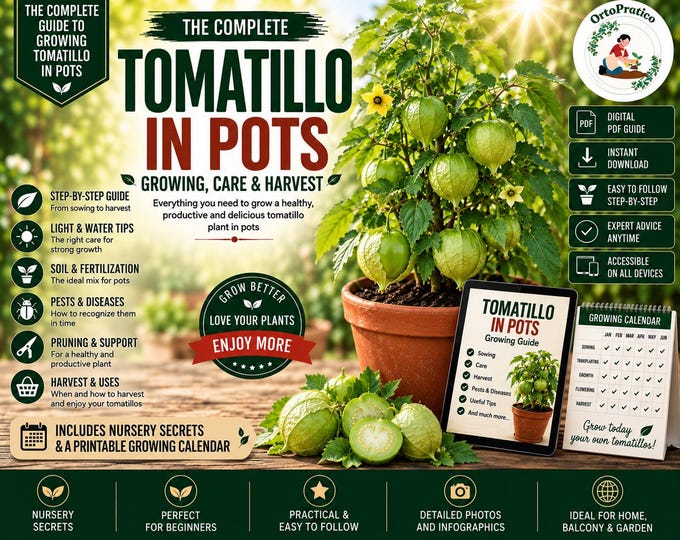 How to Grow Tomatillos in Pots | Tomatillo Growing Guide | Container Gardening | From Seed to Harvest | Digital PDF