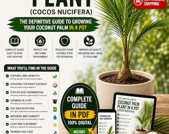 Coconut Palm Growing Guide PDF | How to Grow Cocos Nucifera in Pots | Indoor Tropical Palm Care | Digital Plant Guide