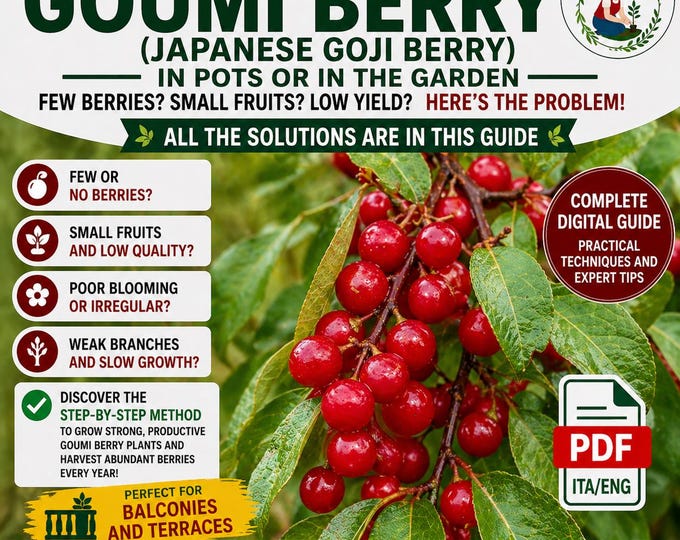 Goumi Berry Plant Care Guide PDF | Grow Goumi in Pots | Easy Balcony Gardening | Rare Fruit Growing Guide, easy pots
