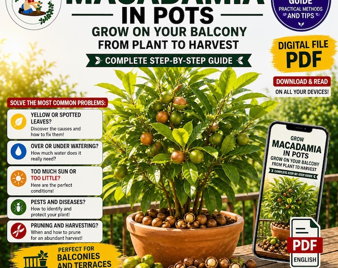 Macadamia Growing Guide PDF | How to Grow Macadamia Nuts in Pots | Complete Care, Pruning, Harvest & Container Gardening