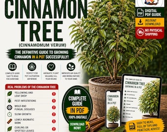 Cinnamon Tree Growing Guide PDF | How to Grow Ceylon Cinnamon in Pots | Cinnamomum verum Care | Spice Plant Guide