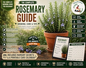 Rosemary Growing Guide in Pots PDF | Complete Rosemary Care Guide | Printable Plant Calendar, Nursery Secrets & Troubleshooting