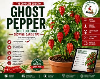 Ghost Pepper (Bhut Jolokia) Growing Guide PDF | Grow Ghost Peppers in Pots | Printable Care Calendar | Nursery Secrets