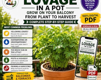 Lovage Growing Guide PDF | How to Grow Lovage in Pots | Complete Digital Guide for Sowing, Care, Harvesting and Maintenance