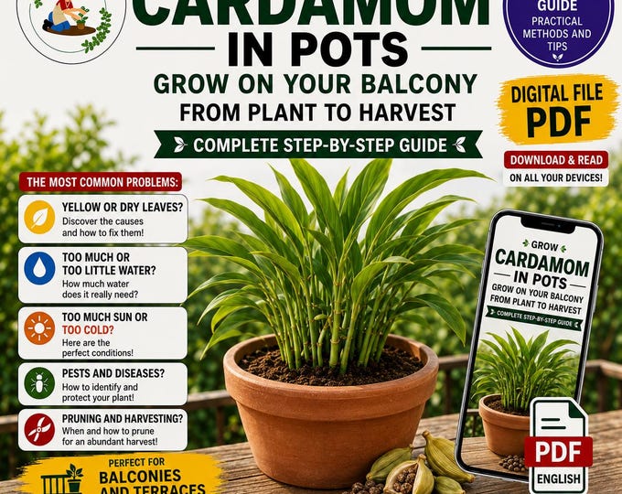 Cardamom Growing Guide PDF | How to Grow Cardamom in Pots | Complete Care, Harvest, Propagation & Balcony Gardening