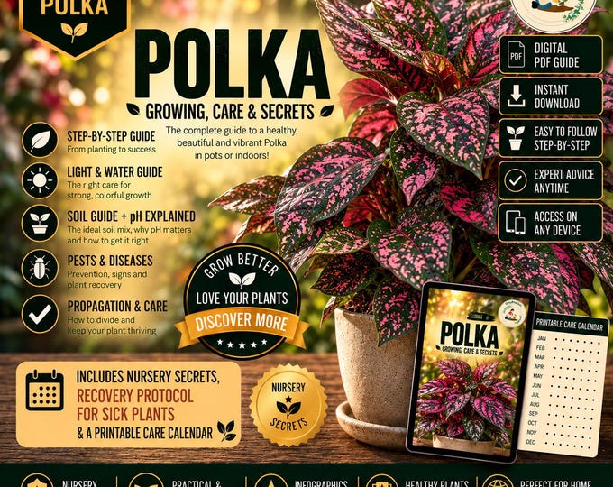 Polka Dot Plant Care Guide | Hypoestes Indoor Plant Care | Watering, Light, Pruning, Problems & Solutions | Digital PDF Guide