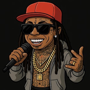 Lil Wayne Cartoon T-Shirt Print – Rapper Art Tee Design | Hip Hop Streetwear Graphic | Digital Rap Icon Artwork
