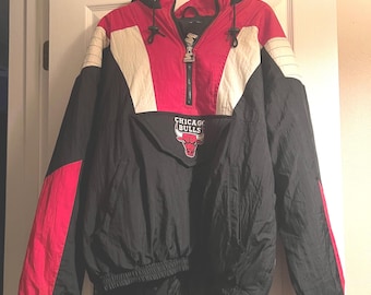 Vintage 90s Chicago Bulls Starter Pullover Jacket XL | Official NBA Licensed | Rare Retro Windbreaker