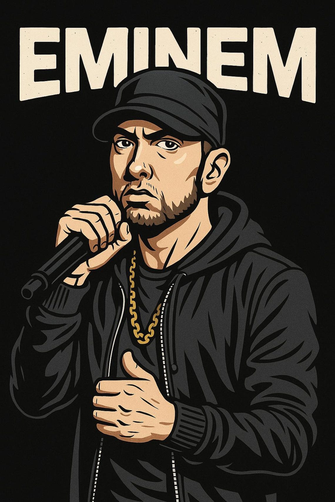Eminem Cartoon Digital Art Hip Hop Rapper Poster Printable Wall Art 