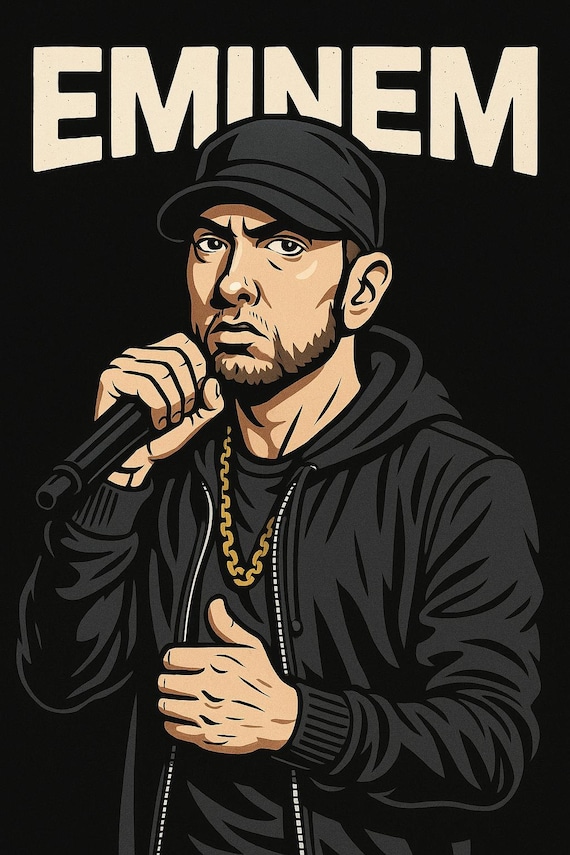 Eminem Cartoon Digital Art | Hip Hop Rapper Poster | Printable