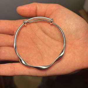 Womens Sterling Silver Twist Bangle, Two Strand Silver Mobius Bracelet Bangle, Fully Adjustable Bangle, 925 Sterling Silver, Gift for Her