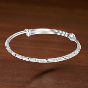 Statement 925 Sterling Silver Twist Bangle, Adjustable Bracelet for Women, Bridesmaid Gift, Anniversary, Birthday Jewelry, Gift for Her