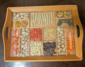 Taca do serwowania z suszonych kwiatów w stylu vintage