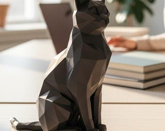 Geometric Cat Sculpture Modern Minimalist Decor