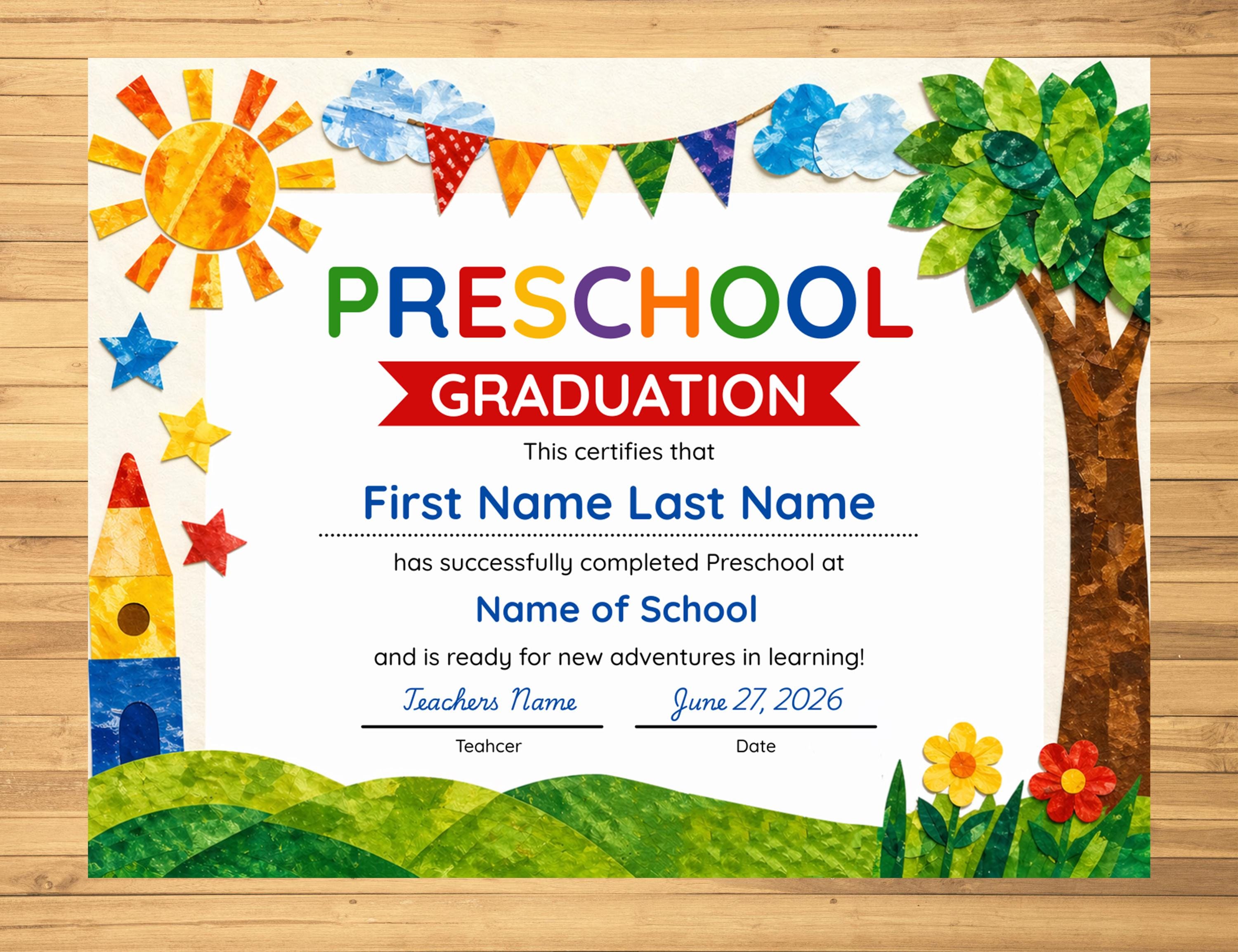 Kindergarten Graduation Diploma Template | Editable in Canva ...