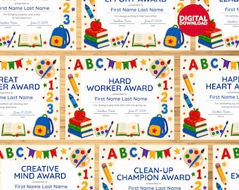 Editable Preschool Award Certificate Template | Kids Printable Diploma (Digital Download)