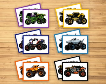 Monster Truck Matching Game – Printable Memory Game for Kids